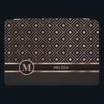 Black and Rose Gold in a Diamond Pattern  iPad Pro Cover<br><div class="desc">iPad Case / Cover featured in a faux metallic rose gold and black geometric pattern design ready for you to personalise with your monogram - ⭐This Product is 100% Customisable. Graphics and/or text can be added, deleted, moved, resized, changed around, rotated, etc... ✔(just by clicking on the "EDIT DESIGN" area)...</div>
