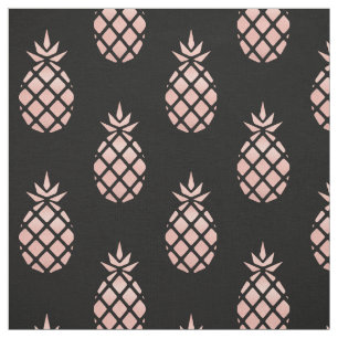Black and Rose Gold Pineapple Fabric by the Yard