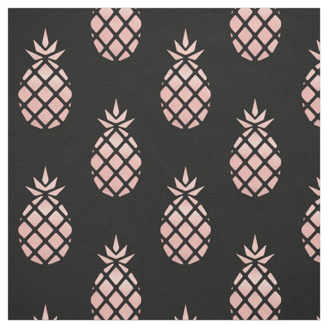 Black and Rose Gold Pineapple Fabric by the Yard (Swatch)