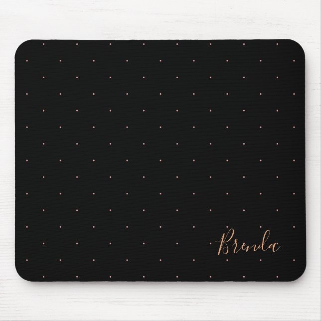 Black and rose-gold small dots pattern mouse pad (Front)
