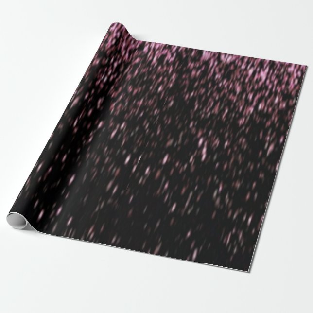 Black and Rose Gold Sparkle Wrapping Paper (Unrolled)