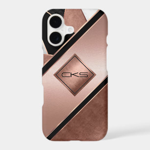 Black and Rose Gold Stripes Monogram