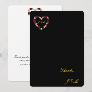 black and rose wedding thank you card