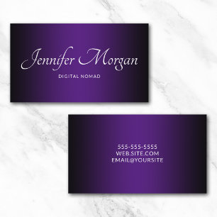 Black and Royal Purple Elegant Ombre Business Card