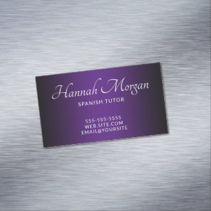 Black and Royal Purple Elegant Ombre Magnetic Business Card