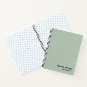 Black and Sage Green Simple Interior Design Logo  Notebook