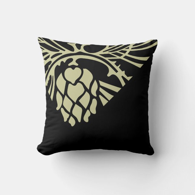 black and sage pine cone cushion (Front)