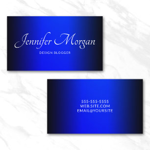 Black and Sapphire Blue Elegant Ombre Business Card