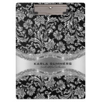 Black and shiny silver damask pattern