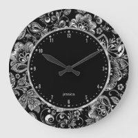 Black And Shiny Silver Floral Damasks