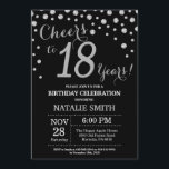 Black and Silver 18th Birthday Diamond Invitation<br><div class="desc">18th Birthday Invitation with Black and Silver Glitter Diamond Background. Silver Confetti. Adult Birthday. Male Men or Women Birthday. For further customisation,  please click the "Customise it" button and use our design tool to modify this template.</div>