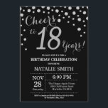 Black and Silver 18th Birthday Diamond Invitation<br><div class="desc">18th Birthday Invitation with Black and Silver Glitter Diamond Background. Silver Confetti. Adult Birthday. Male Men or Women Birthday. For further customisation,  please click the "Customise it" button and use our design tool to modify this template.</div>