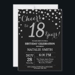 Black and Silver 18th Birthday Diamond Invitation<br><div class="desc">18th Birthday Invitation with Black and Silver Glitter Diamond Background. Silver Confetti. Adult Birthday. Male Men or Women Birthday. For further customisation,  please click the "Customise it" button and use our design tool to modify this template.</div>