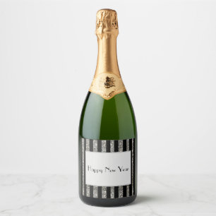 Black and Silver 1920's Gatsby New Year Sparkling Wine Label