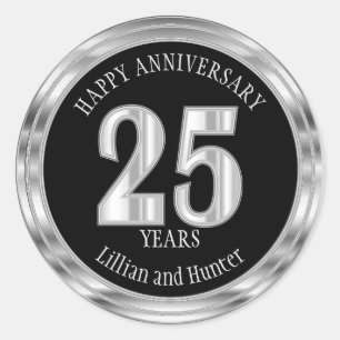 Black and Silver - 25 Years Classic Round Sticker