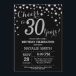 Black and Silver 30th Birthday Diamond Invitation<br><div class="desc">30th Birthday Invitation with Black and Silver Glitter Diamond Background. Silver Confetti. Adult Birthday. Male Men or Women Birthday. For further customisation,  please click the "Customise it" button and use our design tool to modify this template.</div>
