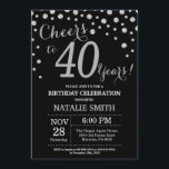 Black and Silver 40th Birthday Diamond Invitation<br><div class="desc">30th Birthday Invitation with Black and Silver Glitter Diamond Background. Silver Confetti. Adult Birthday. Male Men or Women Birthday. For further customisation,  please click the "Customise it" button and use our design tool to modify this template.</div>