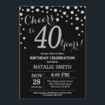 Black and Silver 40th Birthday Diamond Invitation<br><div class="desc">30th Birthday Invitation with Black and Silver Glitter Diamond Background. Silver Confetti. Adult Birthday. Male Men or Women Birthday. For further customisation,  please click the "Customise it" button and use our design tool to modify this template.</div>