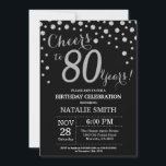 Black and Silver 80th Birthday Diamond Invitation<br><div class="desc">80th Birthday Invitation with Black and Silver Glitter Diamond Background. Silver Confetti. Adult Birthday. Male Men or Women Birthday. For further customisation,  please click the "Customise it" button and use our design tool to modify this template.</div>