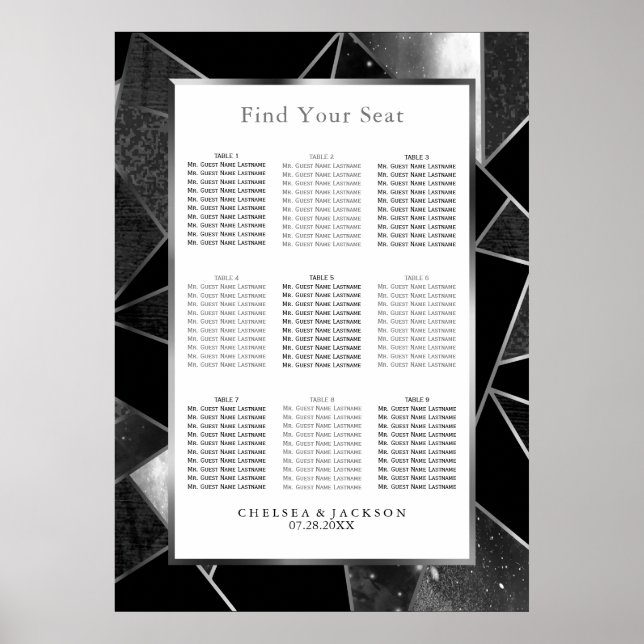 Black and Silver Abstract - Seating Chart (9) (Front)