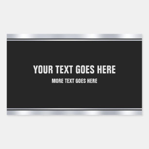 Black And Silver Add Your Name Text Template Rectangular Sticker