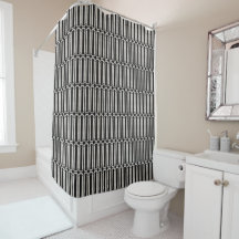 Black and Silver Art Deco Shower Curtain
