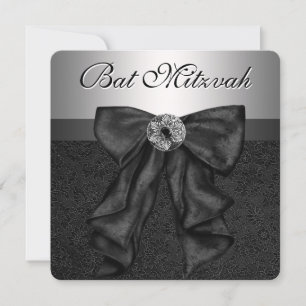 Black and Silver Bat Mitzvah Invitation