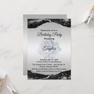 Black and Silver Birthday Invitation