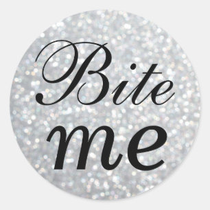 Black and Silver Bite Me Sticker