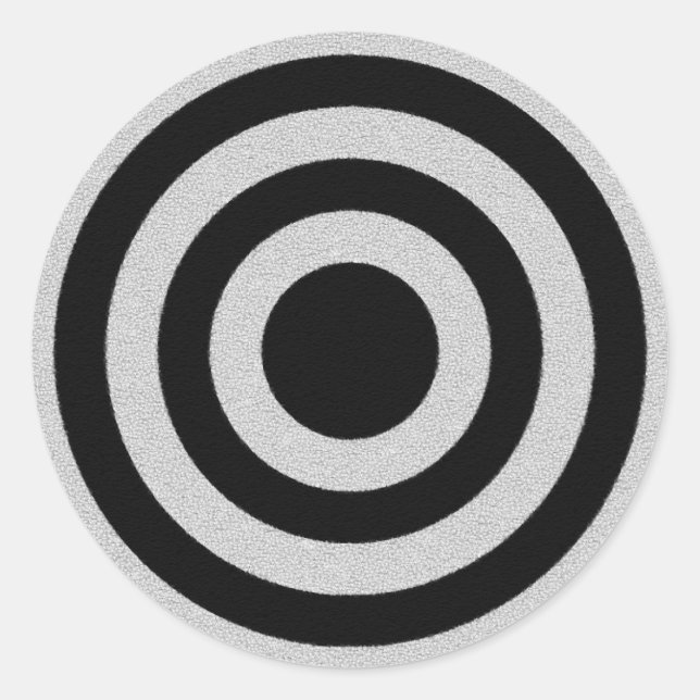 Black and Silver BullsEYE Classic Round Sticker (Front)