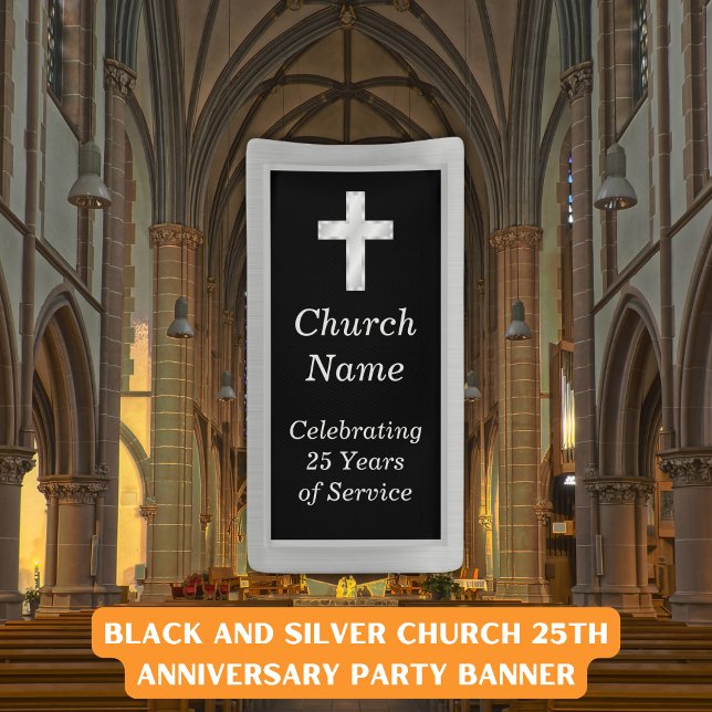 Black and Silver Church Anniversary Party  Banner (Creator Uploaded)