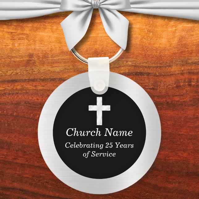 Black and Silver Church Anniversary Party  Key Ring (Black and Silver Church Anniversary Party Keychains)