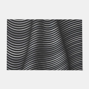 Black and Silver Contemporary Abstract Doormat
