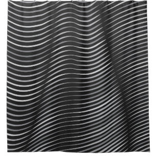 Black and Silver Contemporary Abstract Shower Curtain