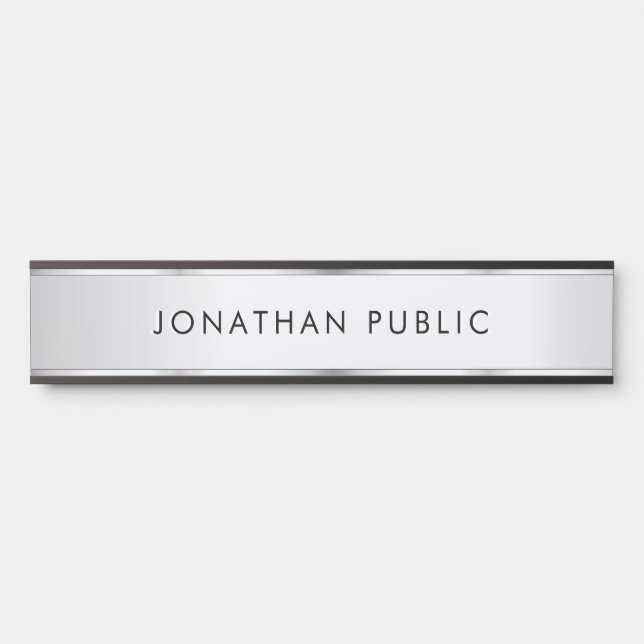 Black And Silver Custom Elegant Modern Template Door Sign (Front)