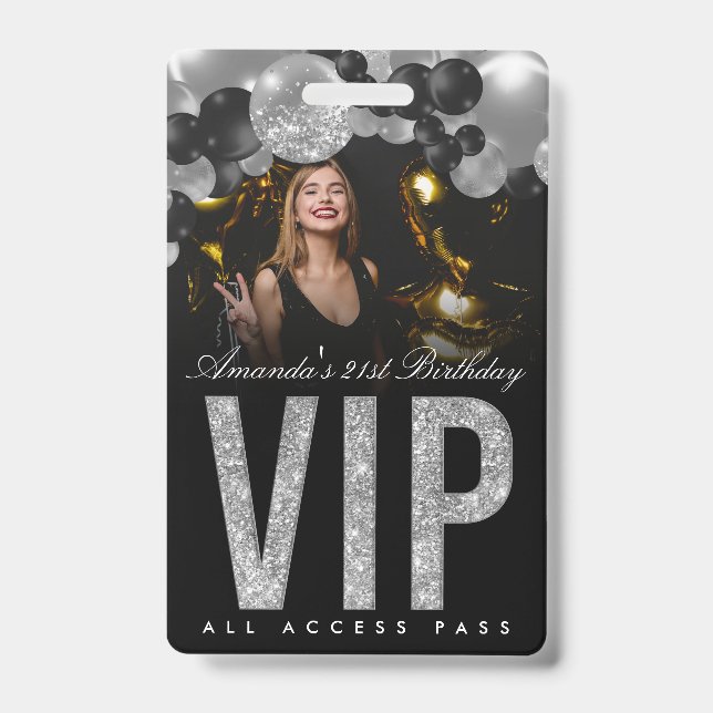 Black and Silver Customisable VIP All Access Badge ID Badge (Front)