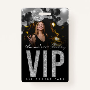 Black and Silver Customisable VIP All Access Badge ID Badge