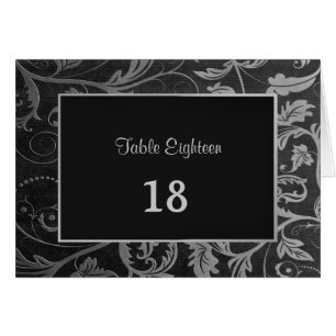 Black and Silver Damask Table Seating Number