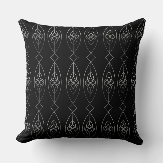 Black And Silver Deco Cushion (Front)