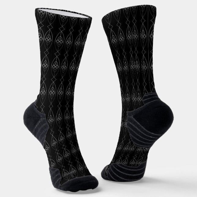 Black And Silver Deco Socks (Angled)