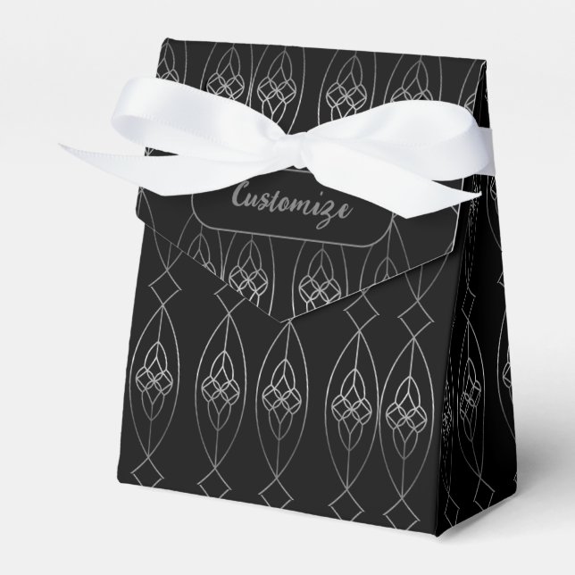 Black And Silver Deco Tent   Favour Box (Front Side)