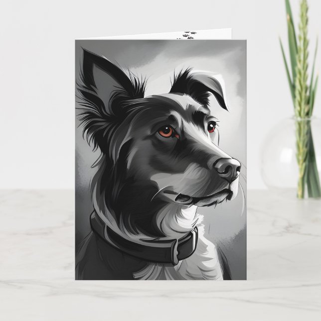 Black and Silver Dog Birthday Humour Card (Front)