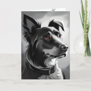 Black and Silver Dog Birthday Humour Card