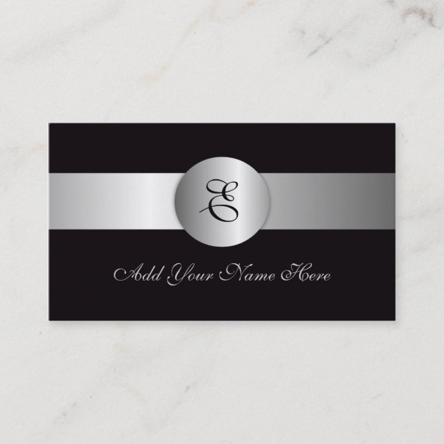Black and Silver Elegant Business Card (Front)