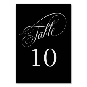 Black and Silver Elegant Calligraphy Table Numbers