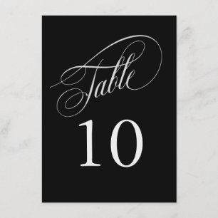 Black and Silver Elegant Calligraphy Table Numbers