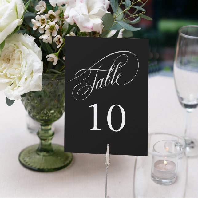 Black and Silver Elegant Calligraphy Table Numbers (Creator Uploaded)