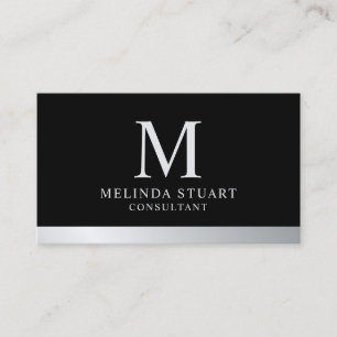 Black and Silver Elegant Monogram Business Card