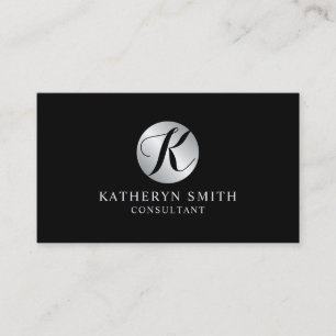 Black and Silver Elegant Monogram Business Card