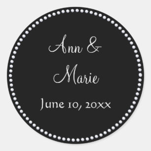 Black and Silver Faux Glitter Wedding Sticker